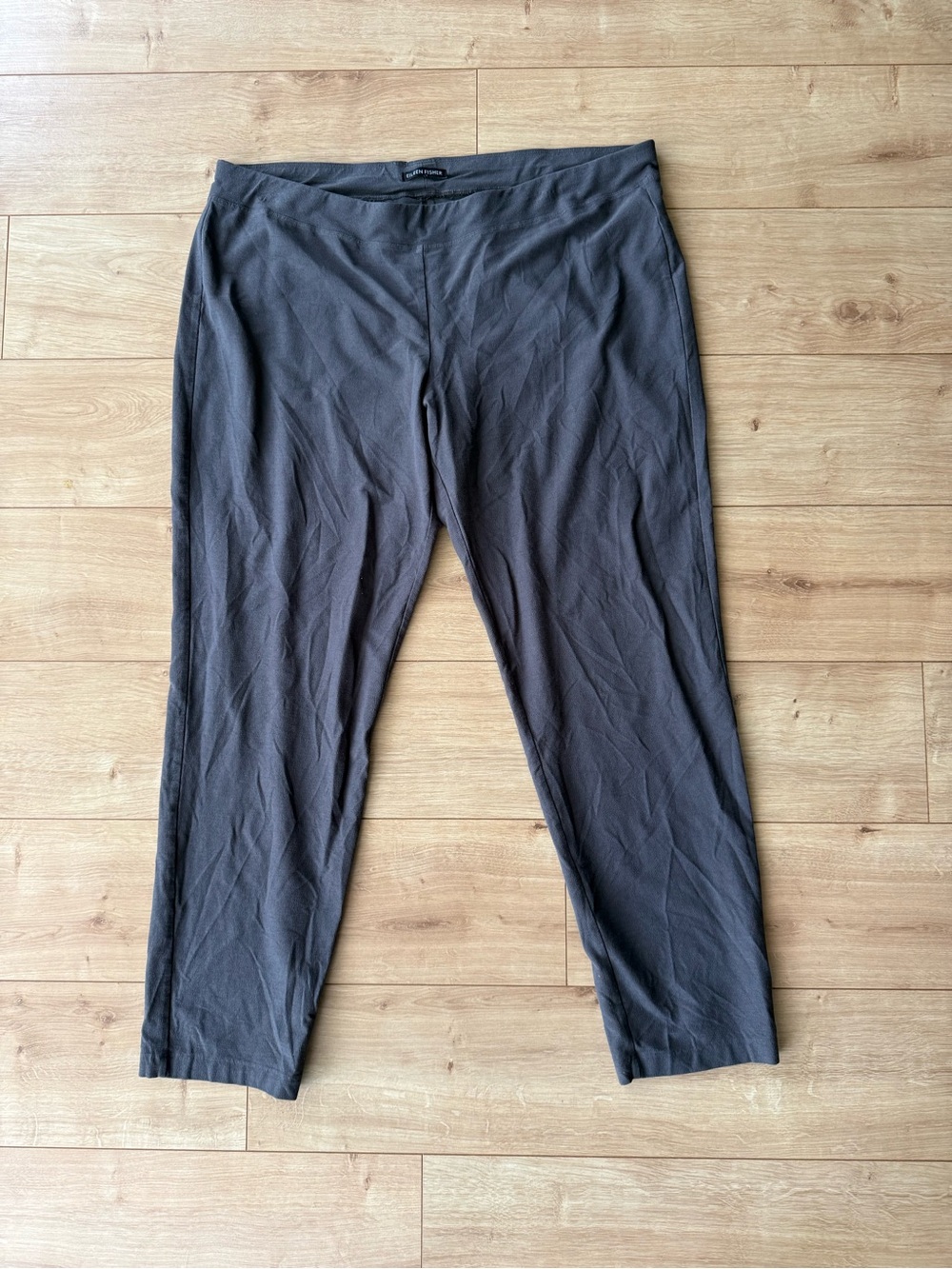 Eileen Fisher Grey Viscose Crepe Pull On Cropped Pants Relaxed XL